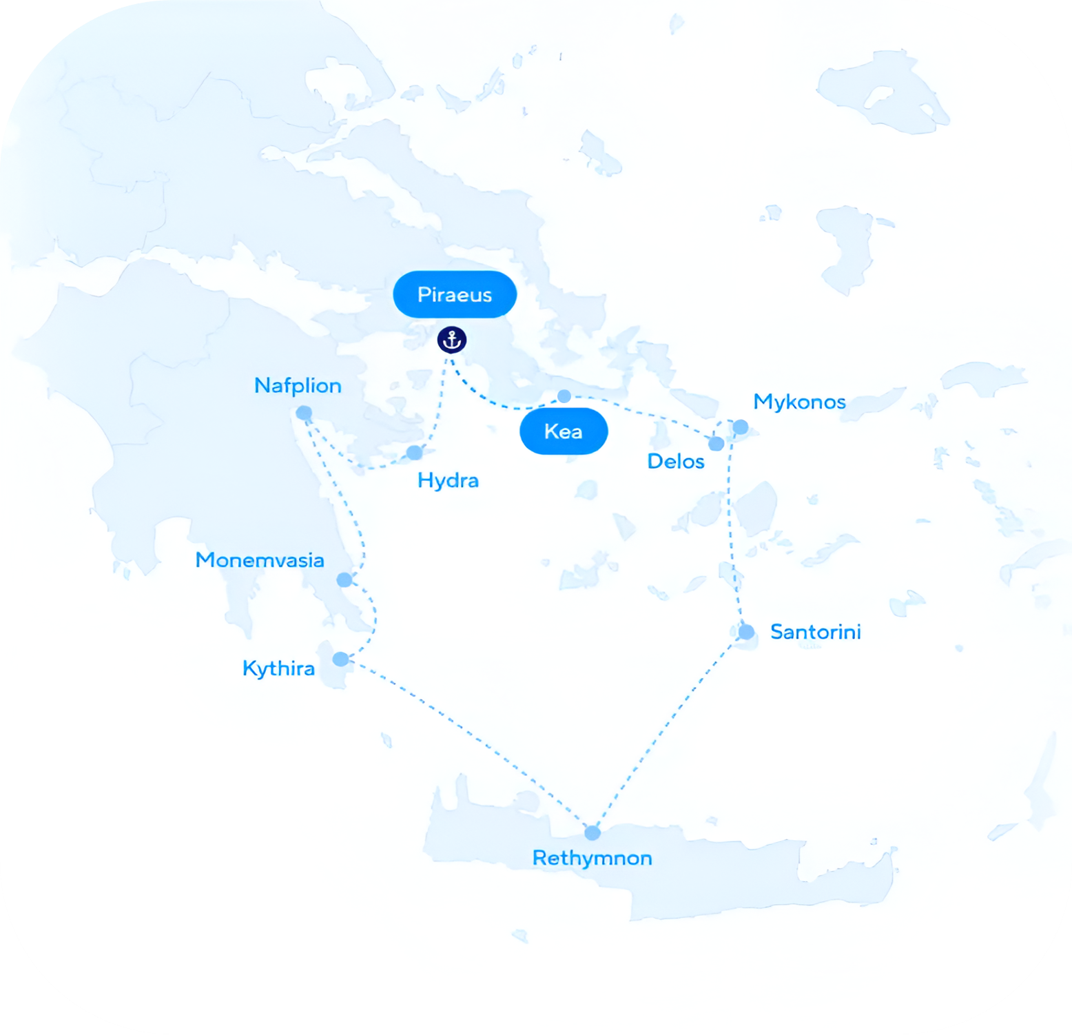 Weiß-blaue traditionelle Gebäude mit typischer griechischer Architektur